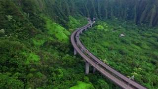 Drone over the H3 Freeway  Oahu Hawaii [upl. by Arvie]