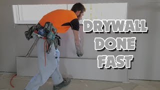 Drywall Construction Workers Sheet Room in Minutes [upl. by Voltz]