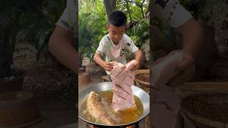 Deep fry fish and pork by little chef 🧑🏿‍🍳😋 [upl. by Peddada]