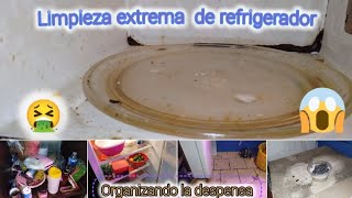 💫Limpieza de refrigerador🧽 muy sucio🤢 organizando la despensa 😰😬 [upl. by Netniuq]