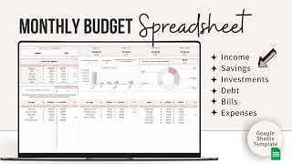 How to Track your Money  Monthly Budget Spreadsheet  Google Sheets Template Monthly Money Tracker [upl. by Tiler181]