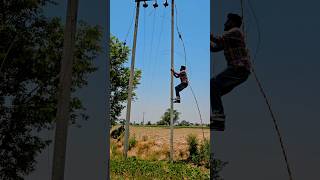 How to climb electric pole  Lineman Universe  ytshorts lineman electrical [upl. by Joela225]