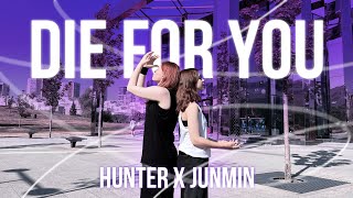 KPOP IN PUBLIC ONE TAKE Junmin amp Hunter Die For You  The Weeknd DANCE COVER by HEARTLESS [upl. by Annor62]