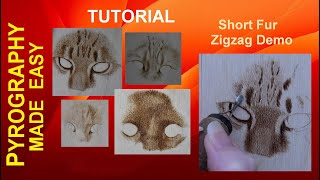 Wood Burning  How To Create Short Fur Using Zig Zags pyrography tutorial [upl. by Einalam]