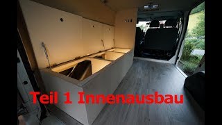 Camper Ausbau Folge 5  Teil 1 Innenausbau Bett Stauraum Beleuchtung [upl. by Ahseket381]