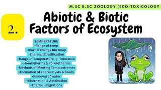 2 TEMPERATURE Abiotic Thermal stratification Homiotherms Poikilotherms Hibernation Aestivation [upl. by Sikes376]