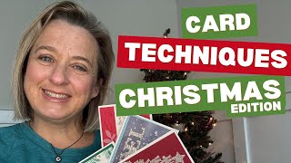 Card Making Techniques from 4 Christmas Cards  DIY Handmade Stamped Cards [upl. by Germaun]