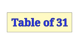 Table of 31 in English [upl. by Hajar]