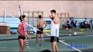 Training with Jeff Coover Allison Stokke and Dustin Deleo USA pole vaulters 10072012 Madrid [upl. by Leaffar]