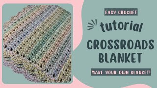 how to crochet cross roads blanket  baby blanket beginners tutorial [upl. by Yesima]