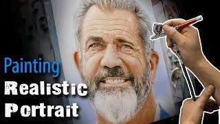 Hyperrealistic Airbrush Painting Portrait of Mel Gibson [upl. by Teddy46]