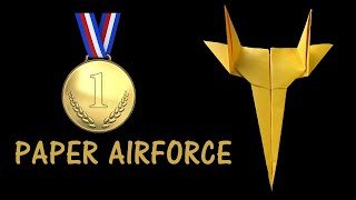 HOW TO MAKE A PAPER ✈️ AIRFORCE EASY🎖️ ORIGAMI AIRCRAFTDIY TUTORIAL ✈️🎖️ [upl. by Hosfmann791]