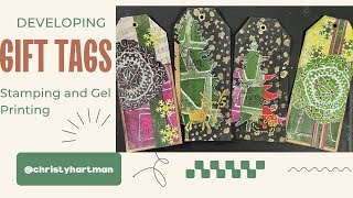 Developing Holiday Gift Tags using Stamping and Gel Prints [upl. by Lodge816]