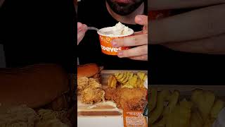 Popeyes ASMR Mukbang Hamburger asmr mukbang eatingsounds food popeyes popeyesfriedchicken [upl. by Blau]