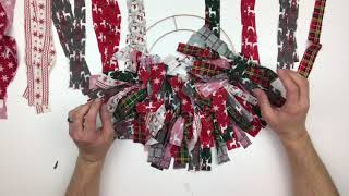 DIY CHRISTMAS FABRIC WREATH [upl. by Amsirp]