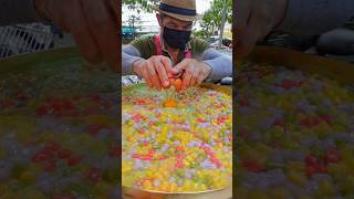 Thai Rainbow Glutinous Rice Balls with Coconut Milk at Bangkok Street Food Thailand [upl. by Euqimod]