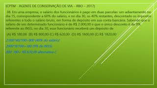 Concurso CPTM Banca RBO 2017 Agente de conservação de via questão 38 [upl. by Jenilee309]