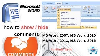 How to show hide comments in Microsoft Word 2010 13 16  Explained in HindiUrdu [upl. by Dido]