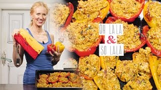 Gefüllte Paprika  Mega knusprig  warm und kalt super lecker  Für jede Party amp Catering  Vegan [upl. by Azelea]