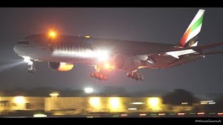 Emirates Boeing 777300ER night landing a Rome FCO Airport • Sony a7s [upl. by Sofie44]