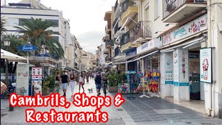 Walking in Cambrils Spain Shopping Area and Restaurants [upl. by Zeculon]