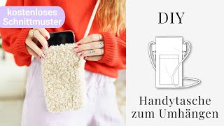 Handytasche zum Umhängen nähen KOSTENLOSES SCHNITTMUSTER  Nähidee für Stoffreste [upl. by Asirram]