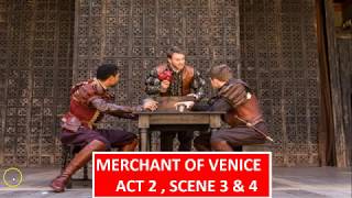 Merchant of Venice  Act 2 Scene 3 amp 4 [upl. by Aydni956]