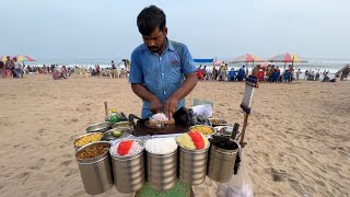 The Walking Bhelwala at Puri Beach Odisha  Indian Street Food [upl. by Efar]