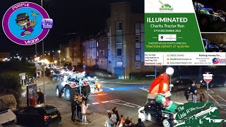 Illuminated Tractor Charity Run passing Wellingborough Embankment Stores [upl. by Luanni]