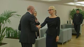 Widow of Alexei Navalny meets EU top chief Charles Michel  AFP [upl. by Childers]