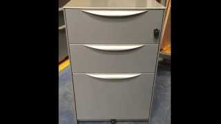 Used Bisley 3 Drawer Metal Mobile Pedestal Wave Handles  Silver HD 720p [upl. by Salangi667]