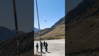 DANGEROUS Kedarnath Helicopter Landing at Temple Helipad [upl. by Anaihr]