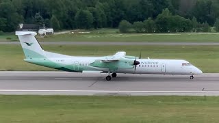 Widerøe Dash 8 Q400  LNWDF  landing and takeoff at Oslo Sandefjord Torp Airport [upl. by Layla619]