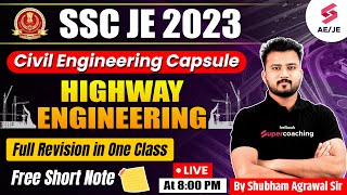 SSC JE Civil Engineering 2023  Highway Engineering  Civil Engineering Capsule  By Shubham Sir [upl. by Toomay]