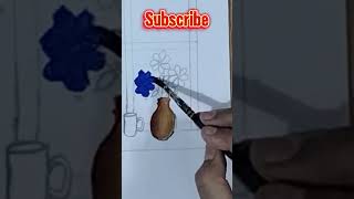 Drawing technique of flower amp tub Shorts reels Drawing [upl. by Aserehs]