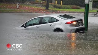 BC sees power outages flooded roads as atmospheric river hits [upl. by Nadda]