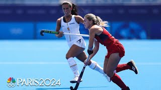 US womens field hockey holds Spain to a draw in pool round match  Paris Olympics  NBC Sports [upl. by Edyaw]