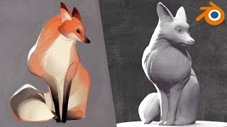 Stylized sculpting in Blender 2  Fox [upl. by Atnamas200]