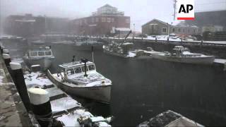 Powerful winds and heavy snow swept through Maine on Tuesday shutting down state offices and forcin [upl. by Lipcombe353]