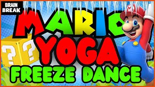 YOGA FREEZE DANCE MARIO  BRAIN BREAK  WORKOUT FOR KIDS [upl. by Mady]