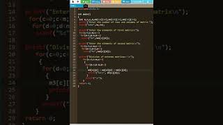 division of matrix in c  C tutorial shorts [upl. by Niwdla]