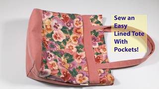 DIY Easy Lined Tote Bag with Pockets  Upcycling Tutorial for Beginners [upl. by Otrebla]