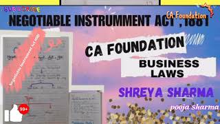 Negotiable Instrument Act 1881 CA Foundation Hand written summary notes Business law  Pooja [upl. by Auehsoj]