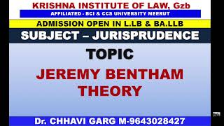 JRISPRUDENCE  JEREMY BENTHAM THEORY  BALLB LLB  LLM  CCSU MEERUT [upl. by Ebaj]