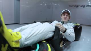 MercedesBenz TV Nico Rosberg explains the drivers seat in the Silver Arrow [upl. by Chauncey83]