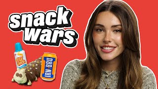 Madison Beer Becomes Queasy Reviewing UK and US Foods  Snack Wars [upl. by Nagaet]