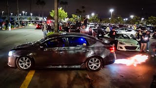 Fire Spitting Nissan Sentra TERRORIZES Out of Control Car Meet [upl. by Seale]