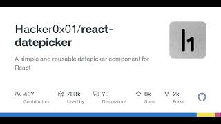 GitHub  Hacker0x01reactdatepicker A simple and reusable datepicker component for React [upl. by Nair]