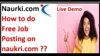 How to do Free Job Posting on Naukricom II Live DemoJob Posting on Naukri [upl. by Resiak]