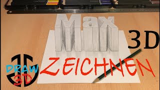 3D zeichnen lernen für Anfänger 3D Name Max [upl. by Neelrad]